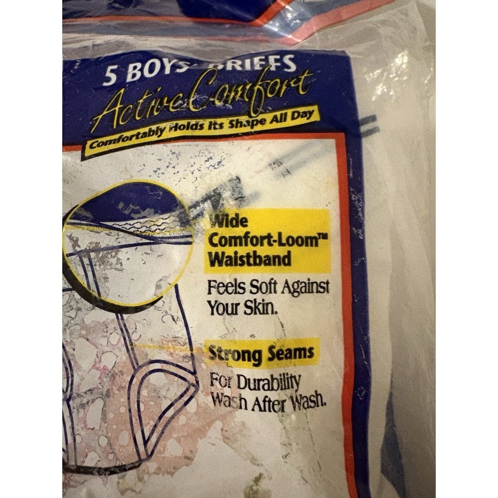 Fruit of the Loom 1996‎ Boys M 6-8 Active Comfort Briefs VTG 5 Pack NOS White - Picture 8 of 8